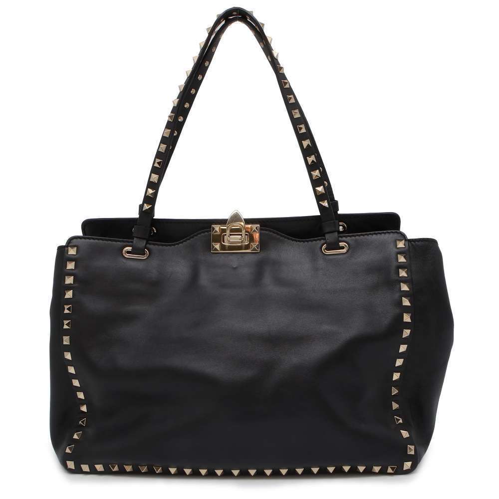 Valentino Garavani Rockstud Leather Shoulder Bag Black